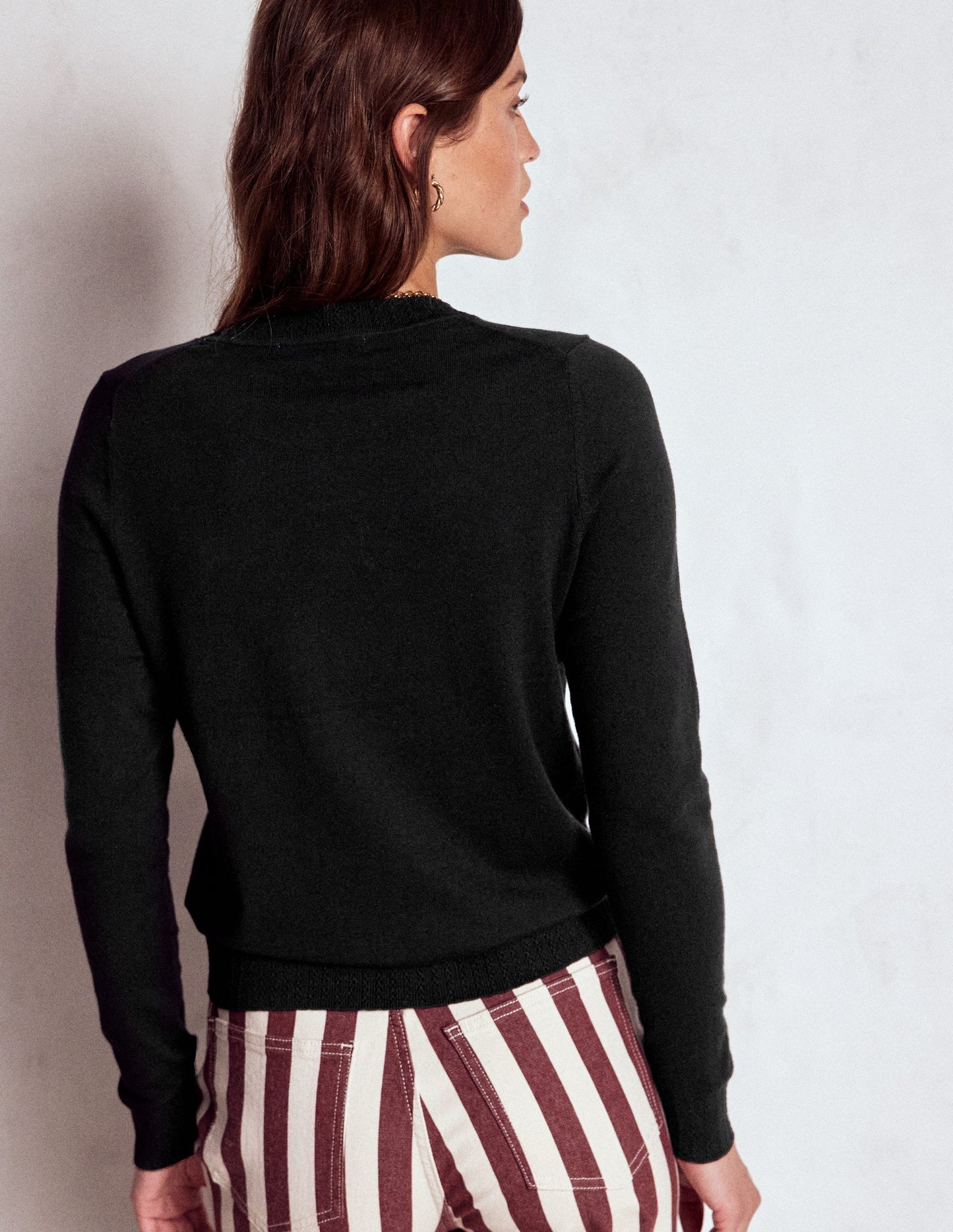 Emilia Cotton Crew Sweater - Black