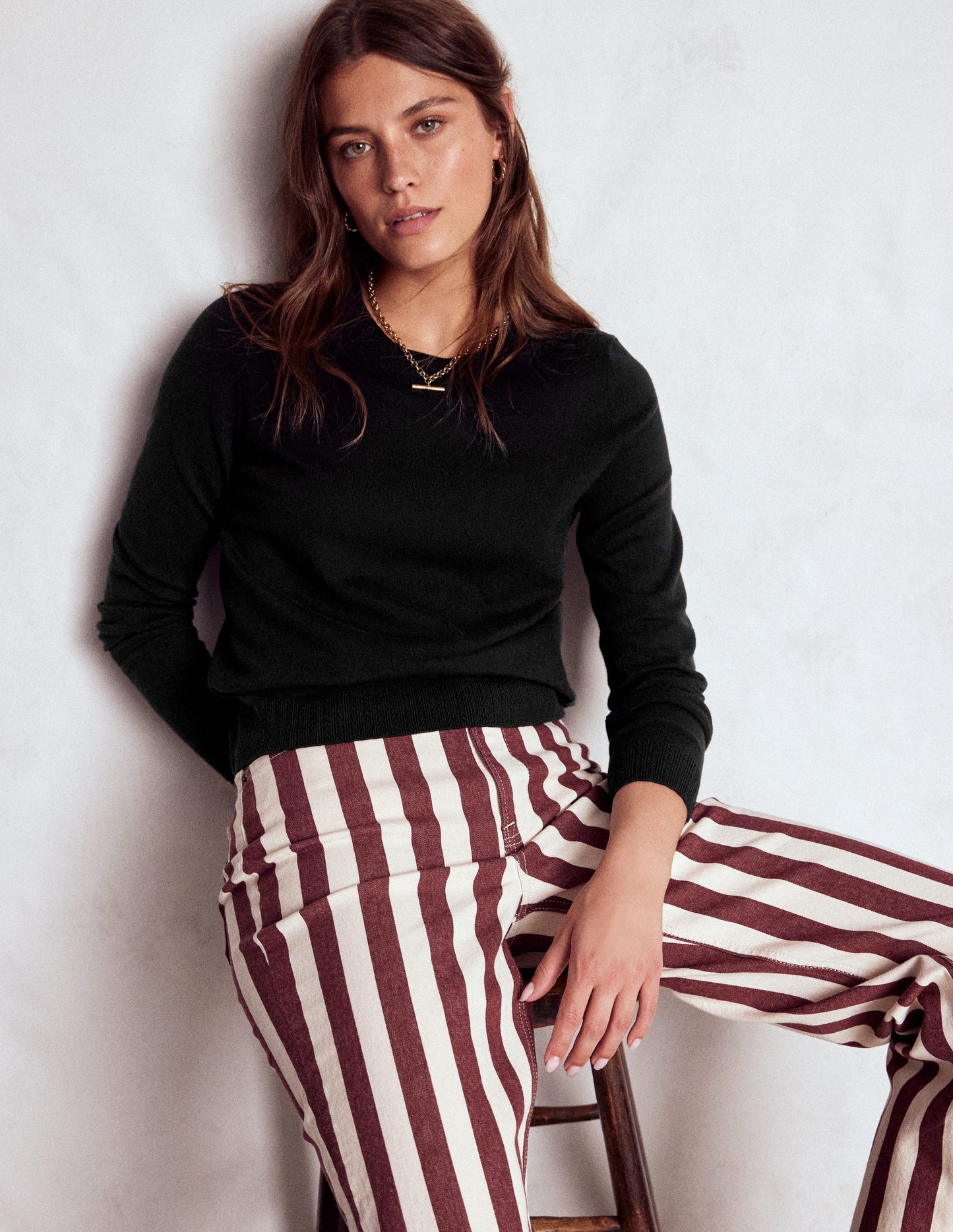 Emilia Cotton Crew Sweater - Black