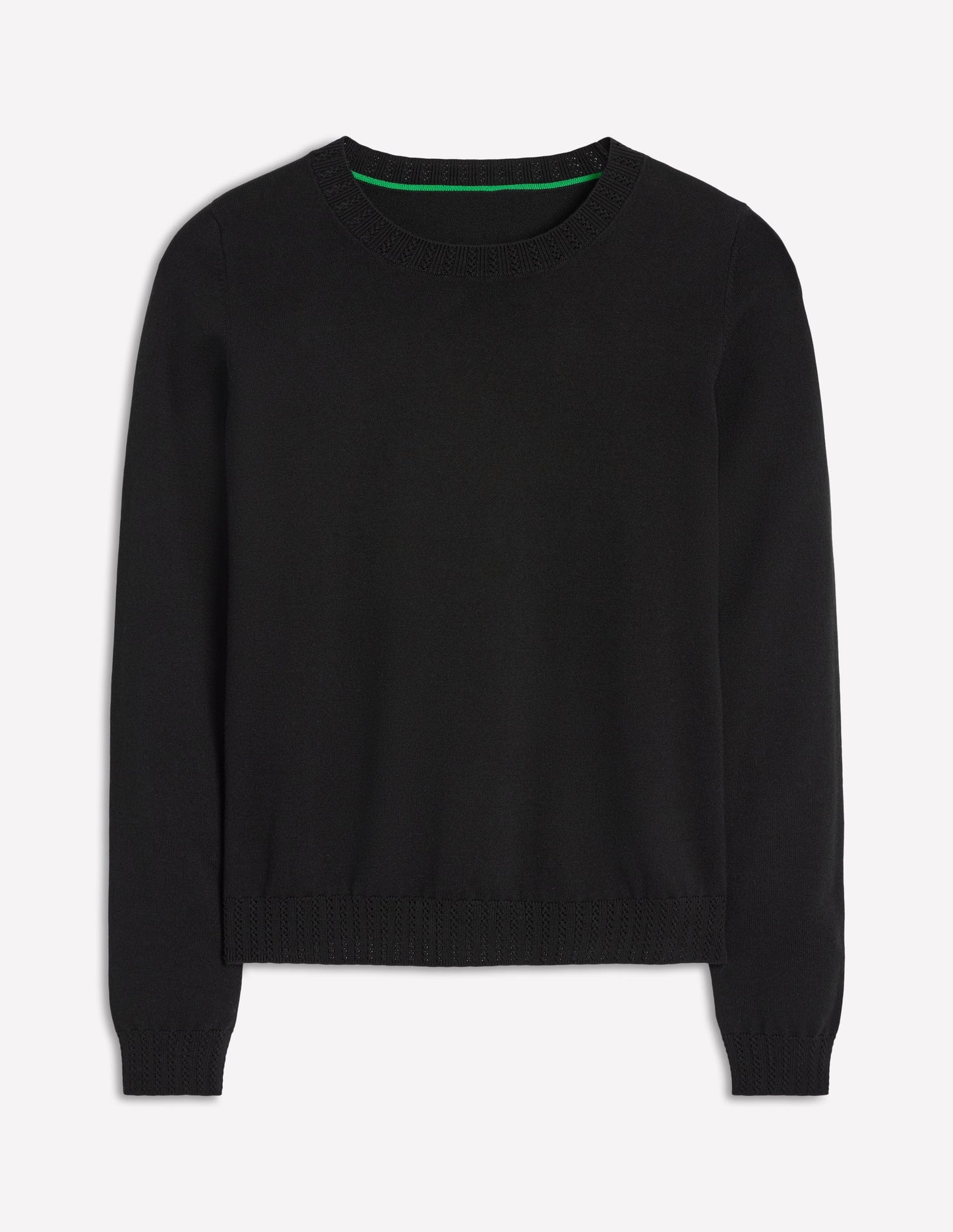 Emilia Cotton Crew Sweater - Black