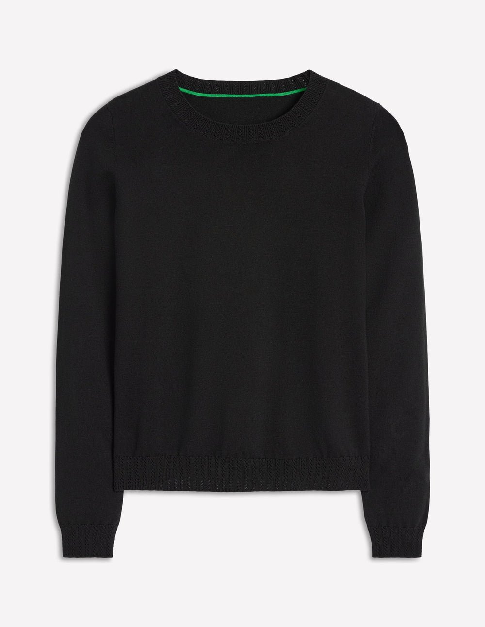 Emilia Cotton Crew Sweater - Black