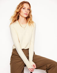 Emilia Cotton Crew Sweater - Warm Ivory
