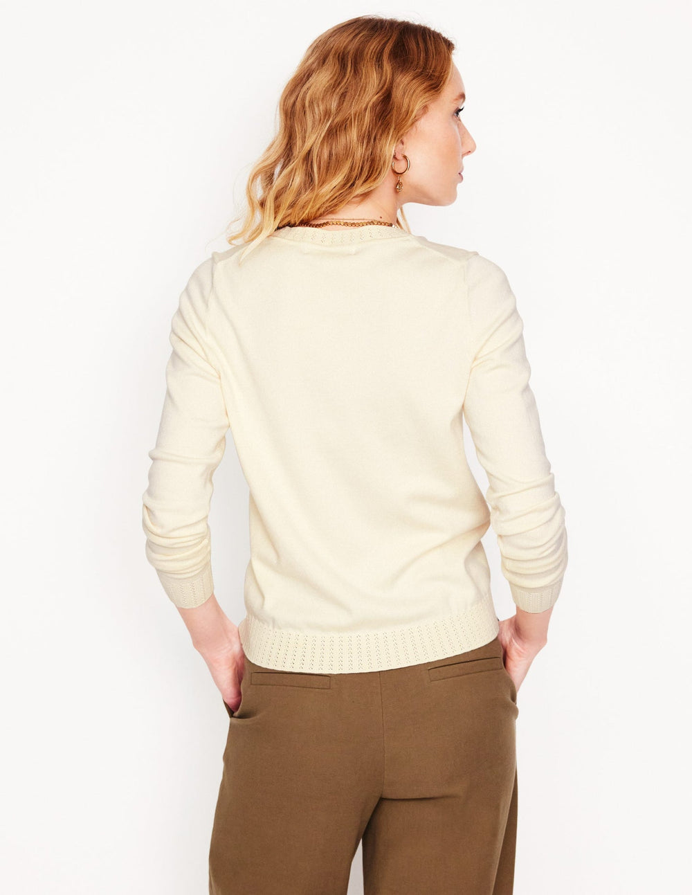 Emilia Cotton Crew Sweater - Warm Ivory