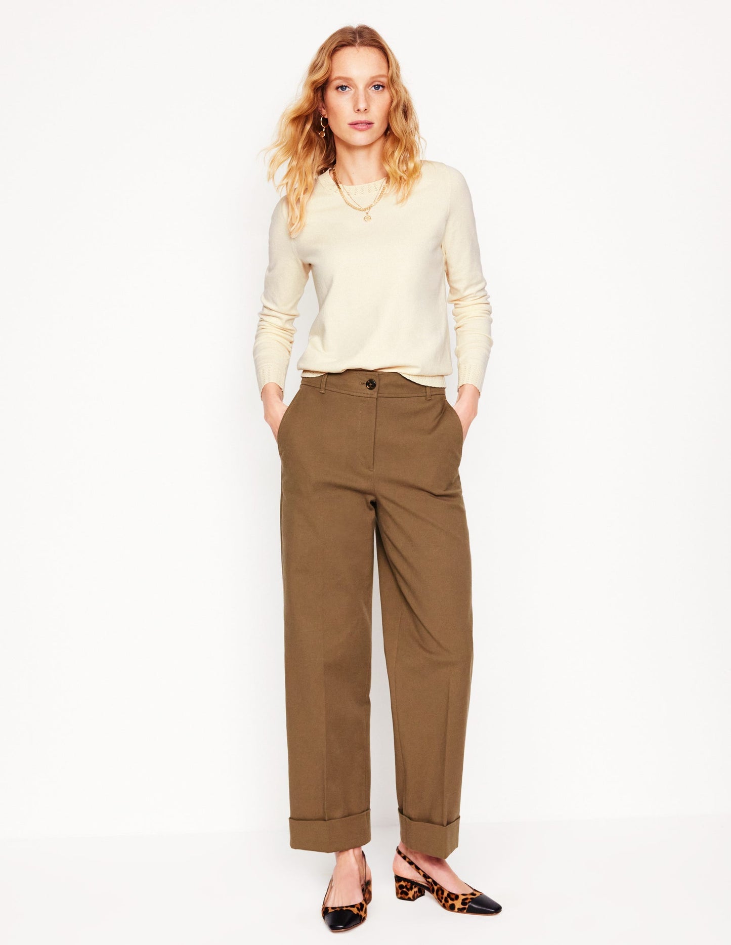 Emilia Cotton Crew Sweater - Warm Ivory