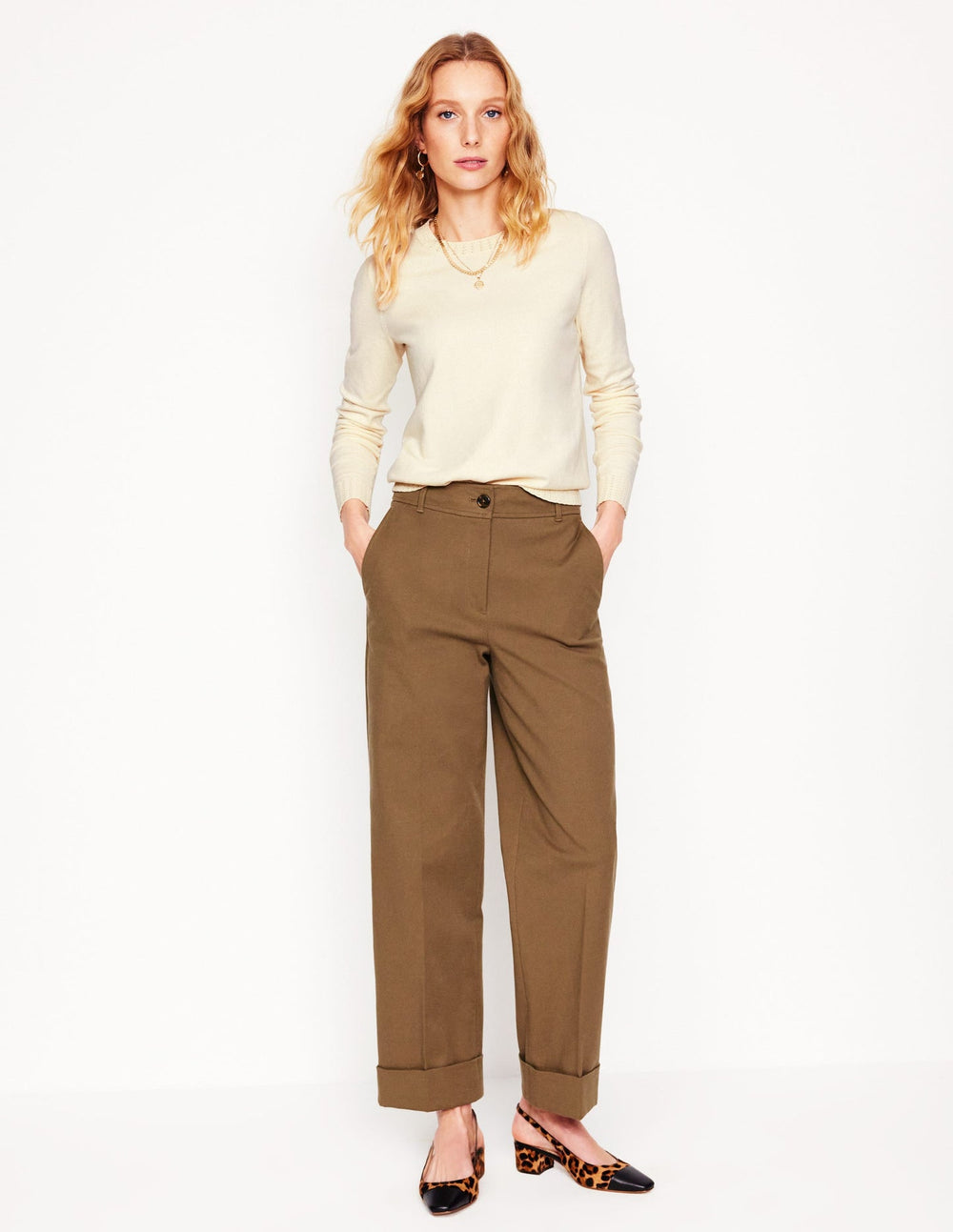 Emilia Cotton Crew Sweater - Warm Ivory