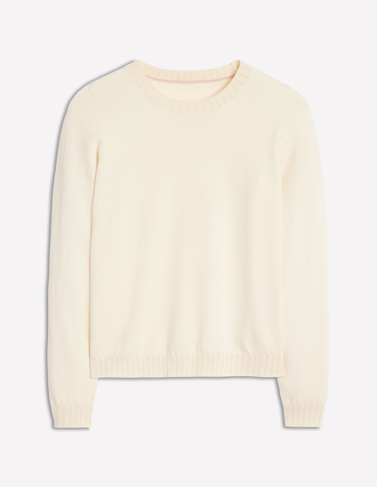 Emilia Cotton Crew Sweater - Warm Ivory