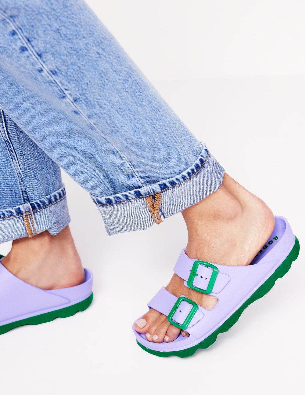 Lyla Double Buckle Sliders - Lavender Purple