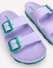 Lyla Double Buckle Sliders - Lavender Purple