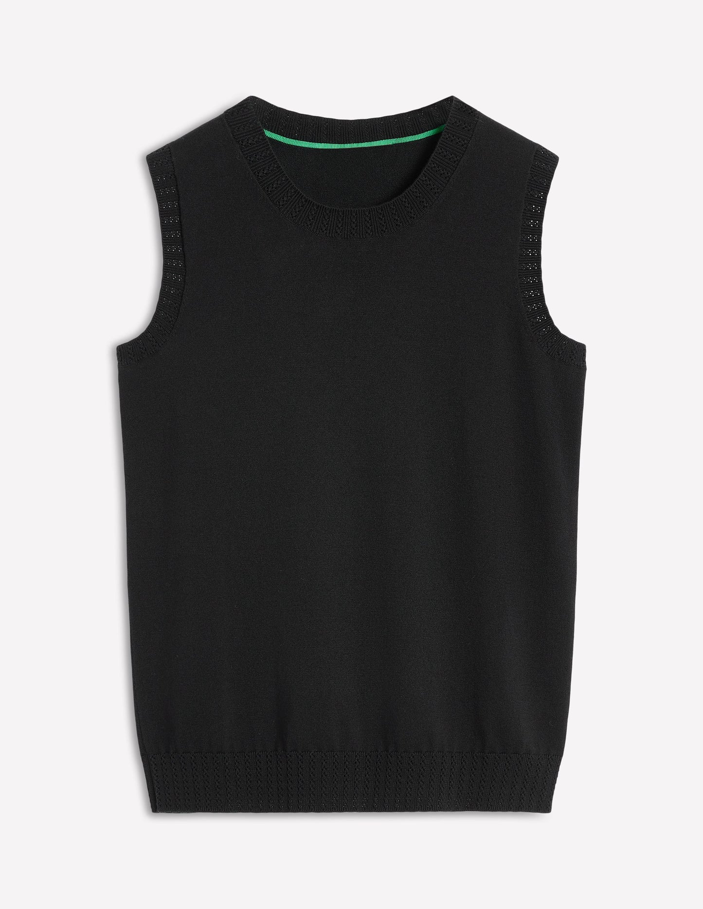 Emilia Cotton Crew Neck Vest - Black
