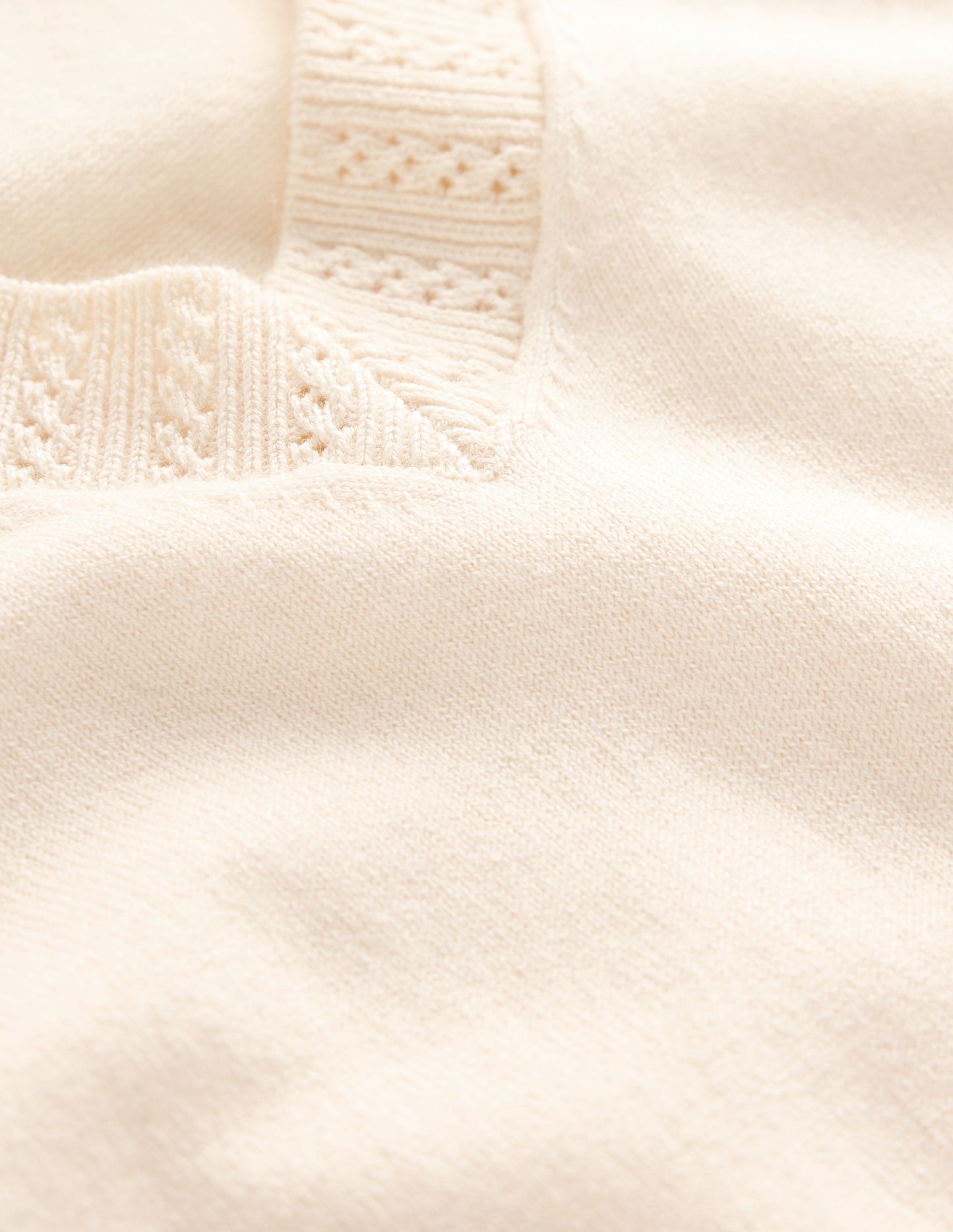 Emilia Cotton V Neck Sweater - Warm Ivory