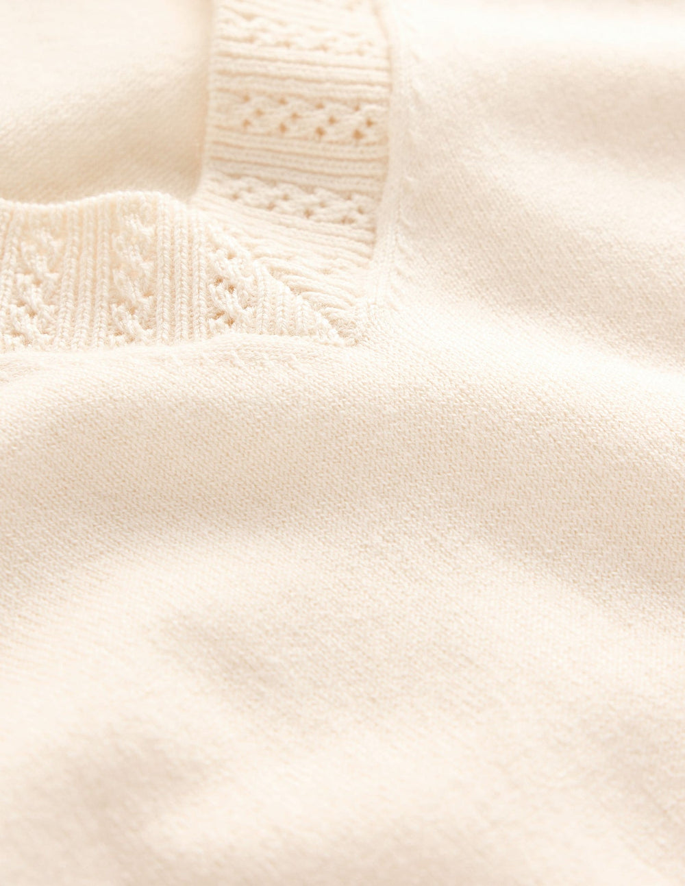 Emilia Cotton V Neck Sweater - Warm Ivory