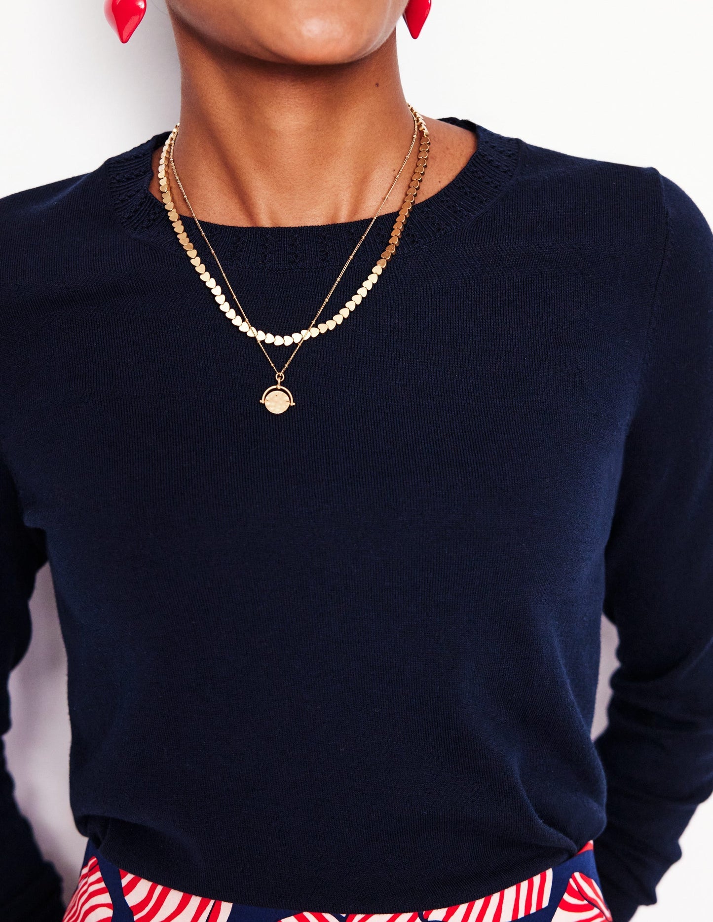 Emilia Cotton Crew Sweater - Navy