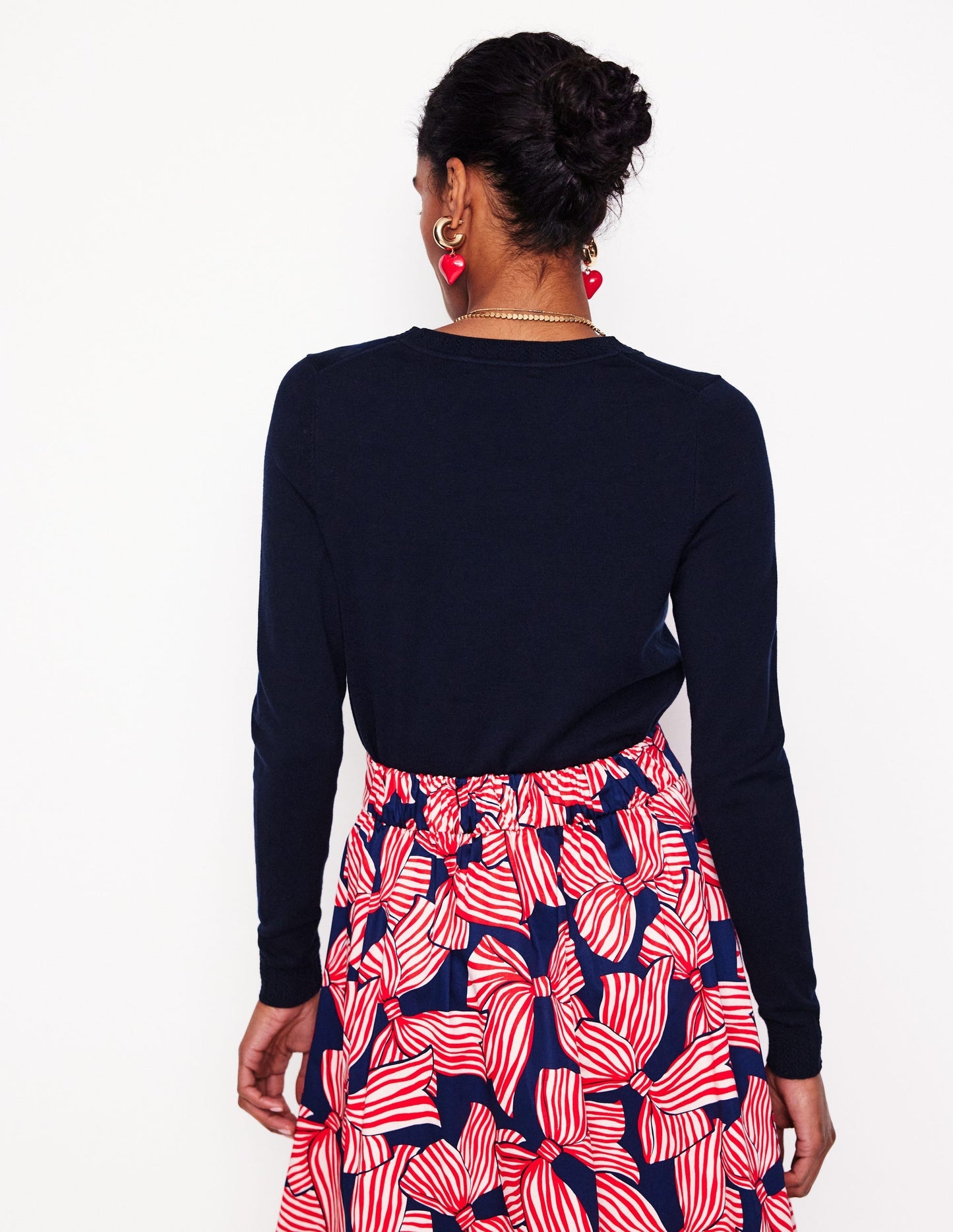 Emilia Cotton Crew Sweater - Navy