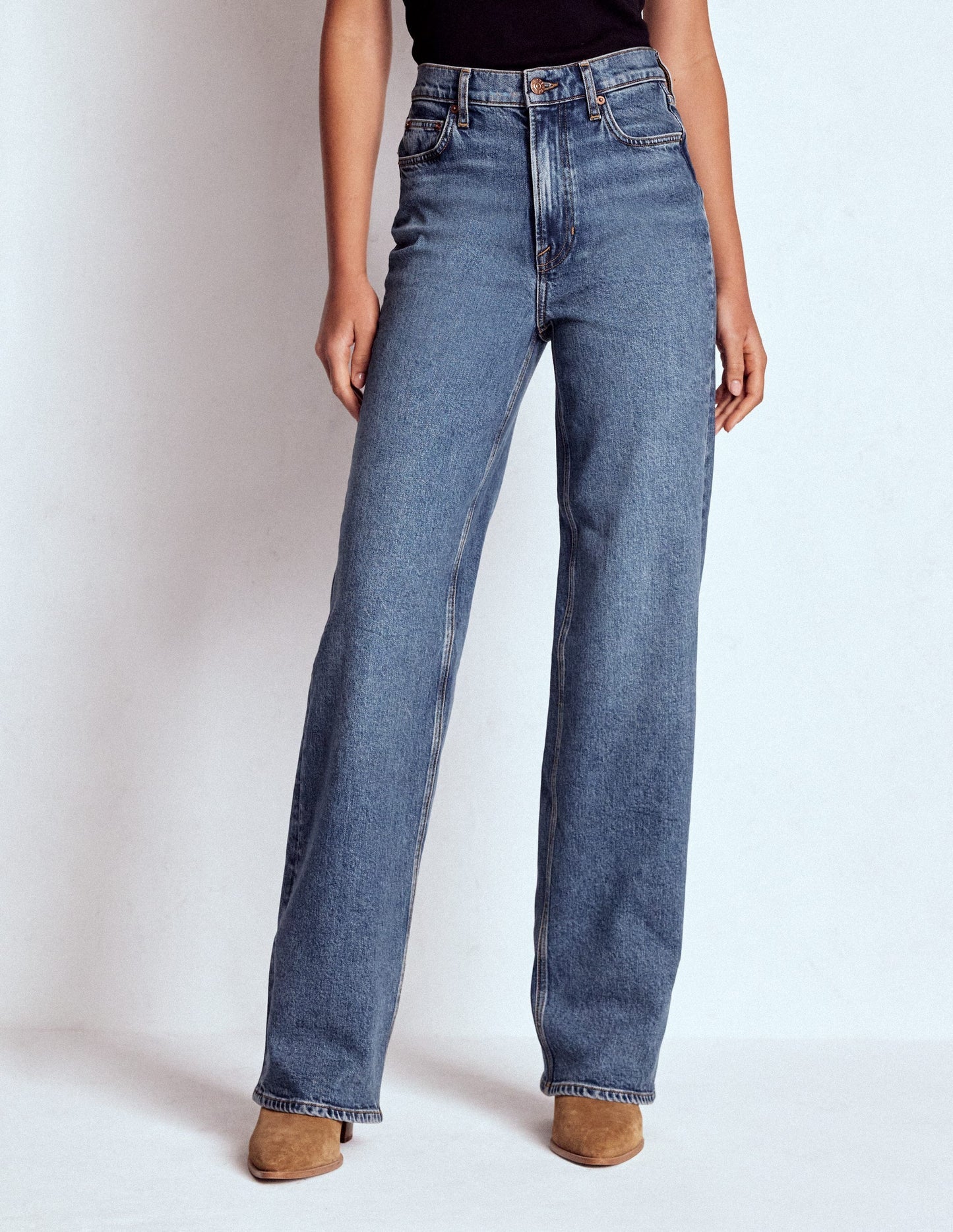 High Rise Column Leg Jeans - Mid Vintage