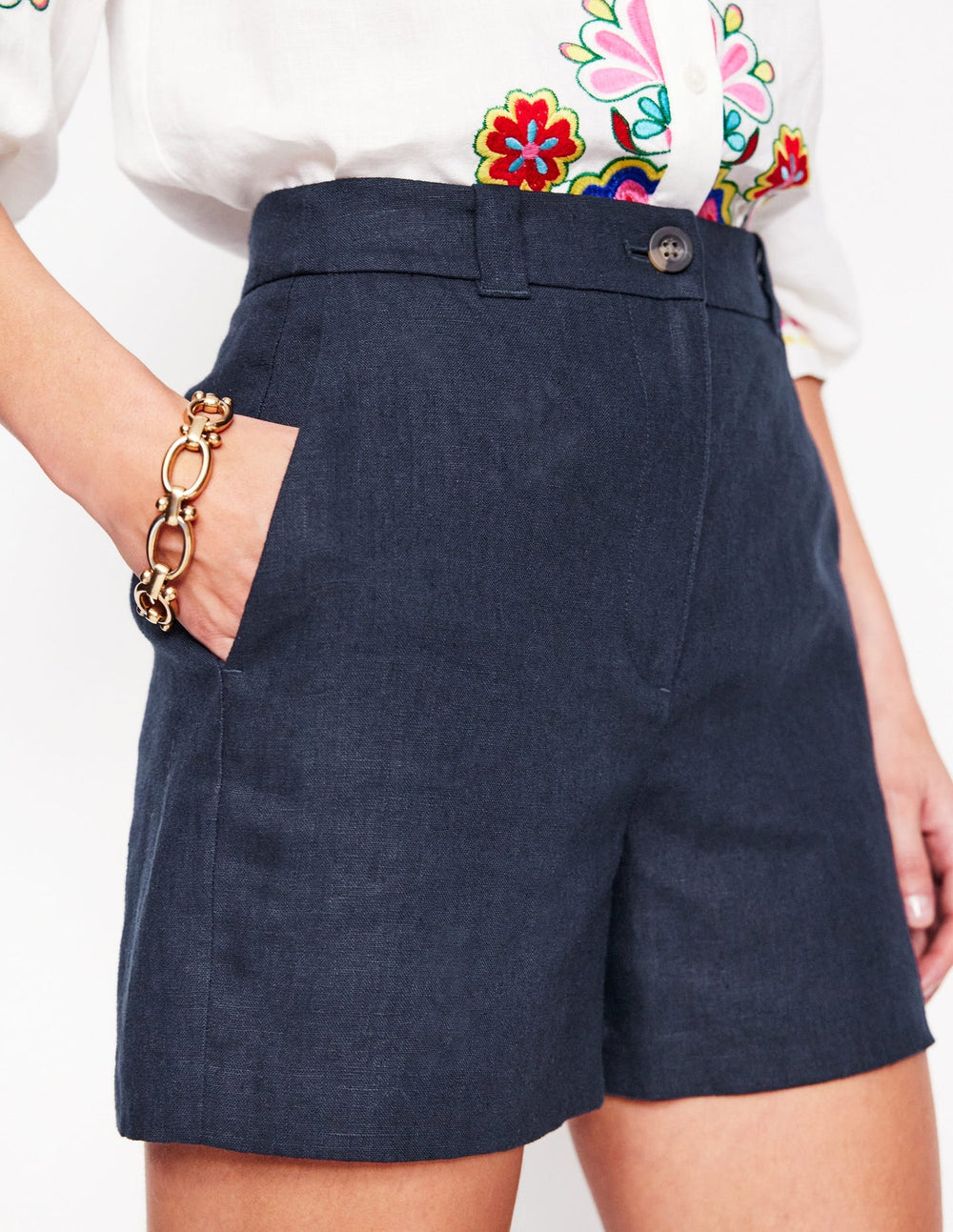 Westbourne Linen Shorts - Navy