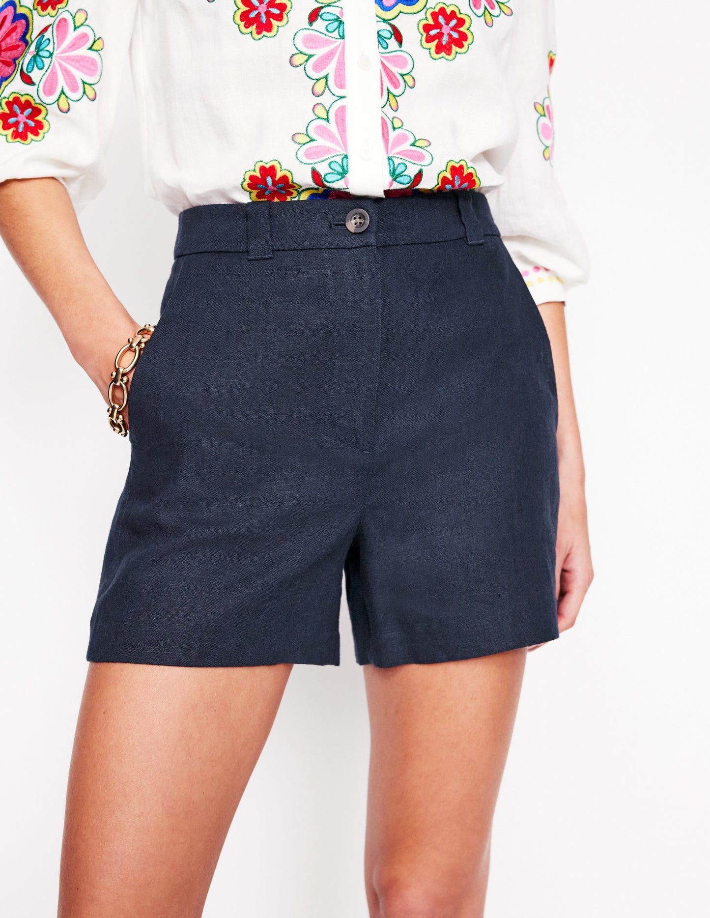 Westbourne Linen Shorts - Navy