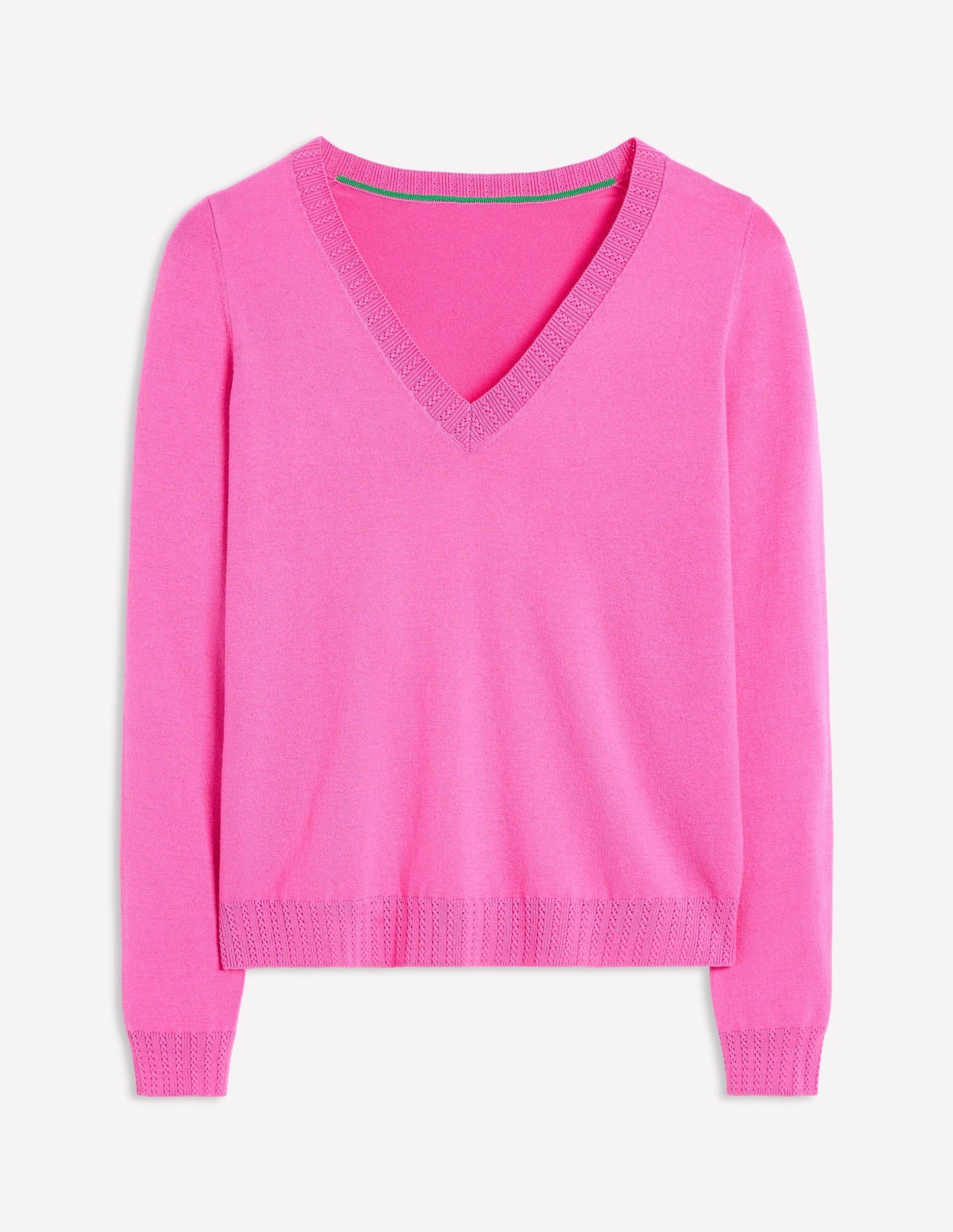 Emilia Cotton V Neck Sweater - Tickled Pink