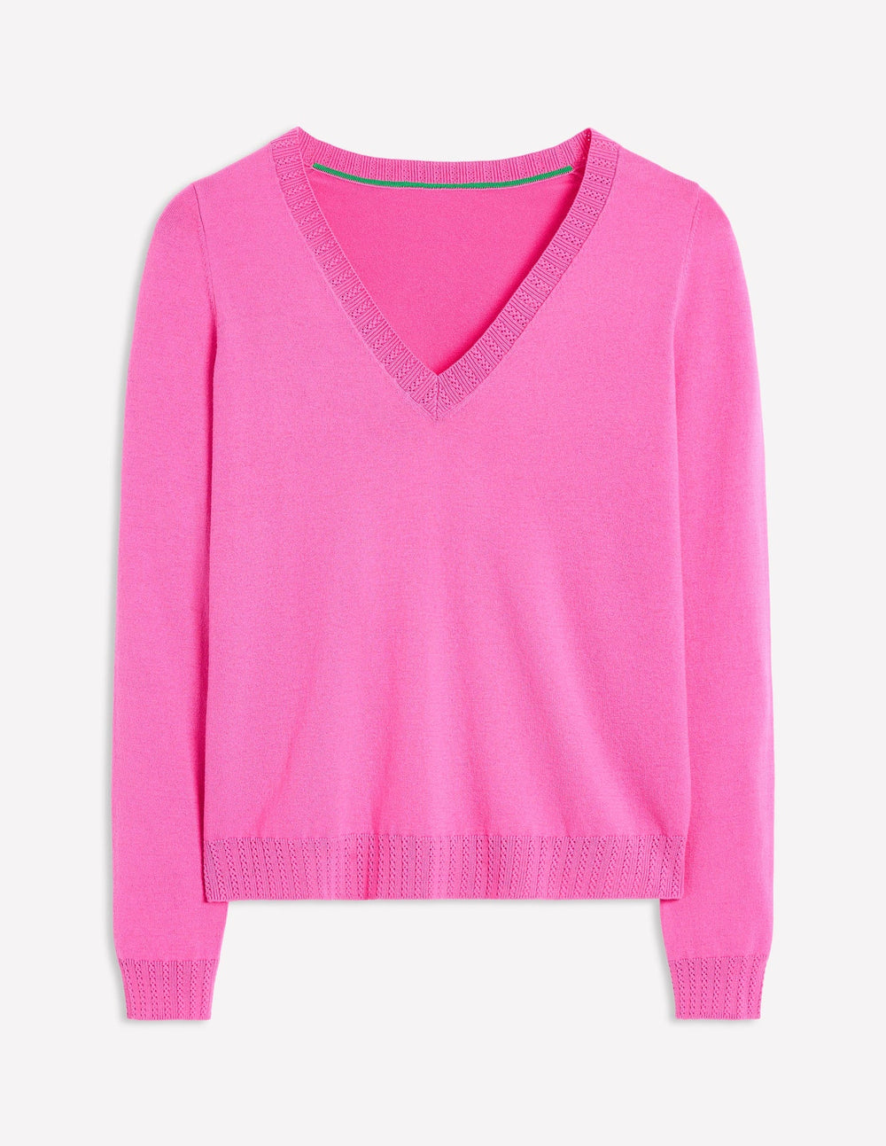 Emilia Cotton V Neck Sweater - Tickled Pink