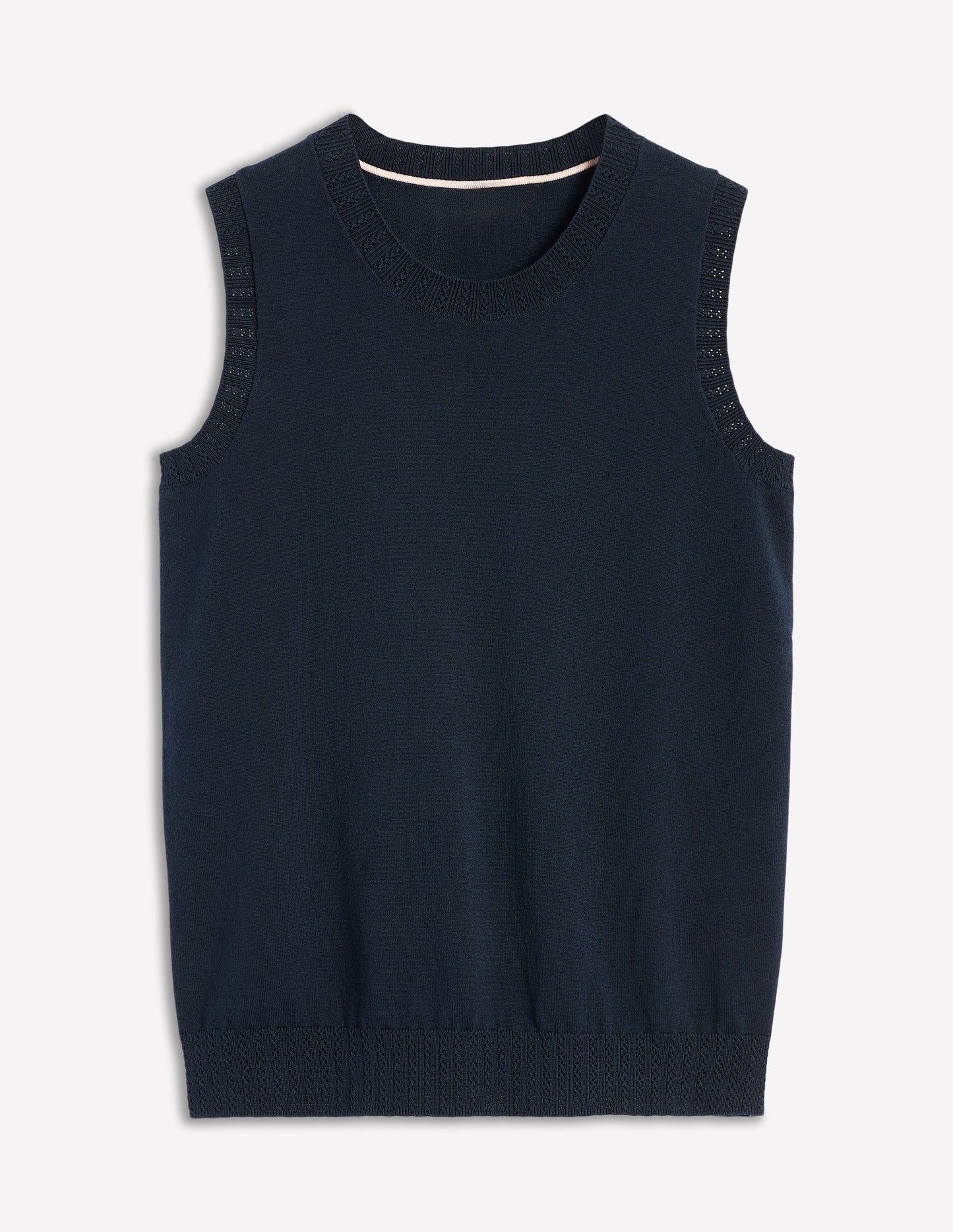 Emilia Cotton Crew Neck Vest - Navy