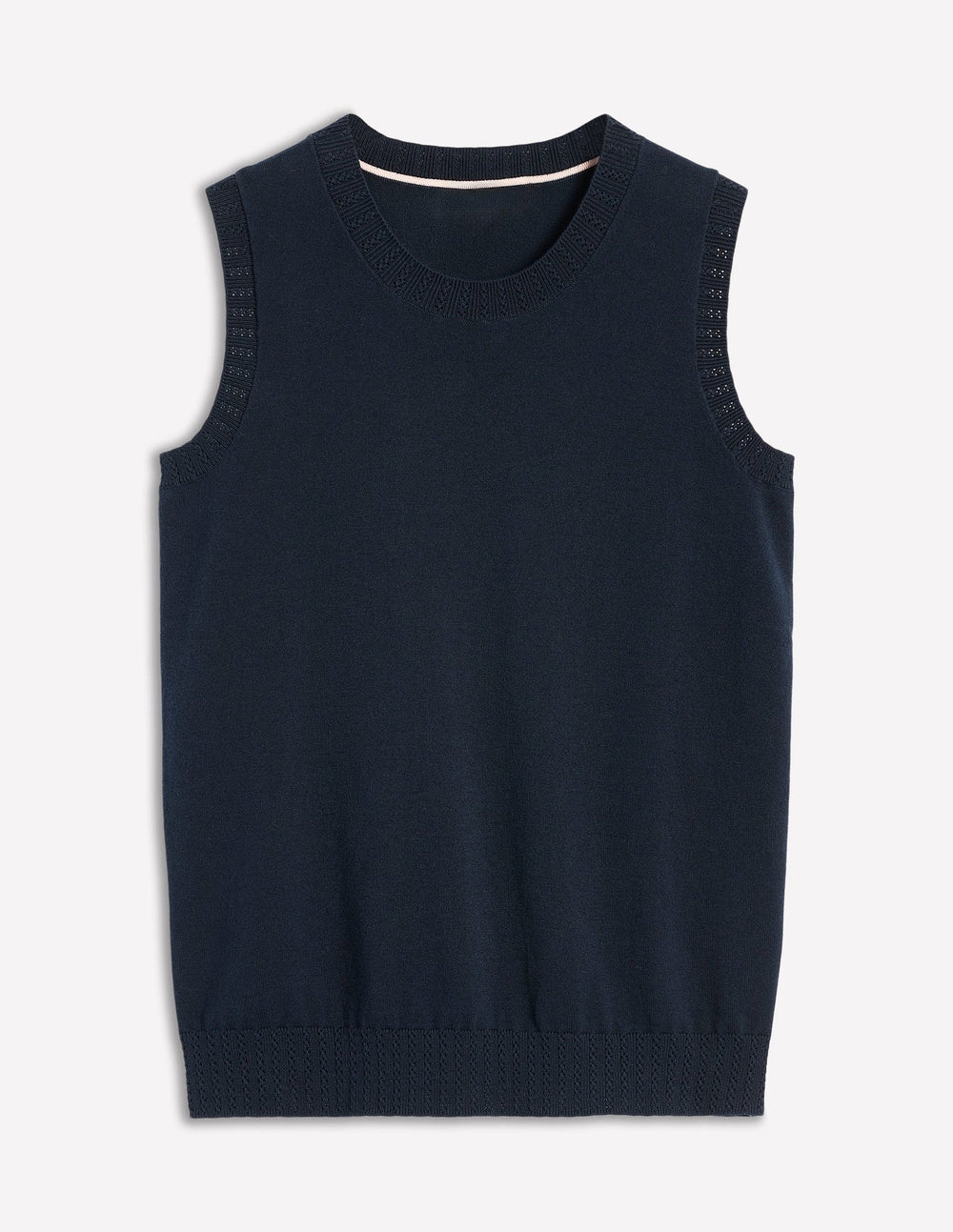 Emilia Cotton Crew Neck Vest - Navy