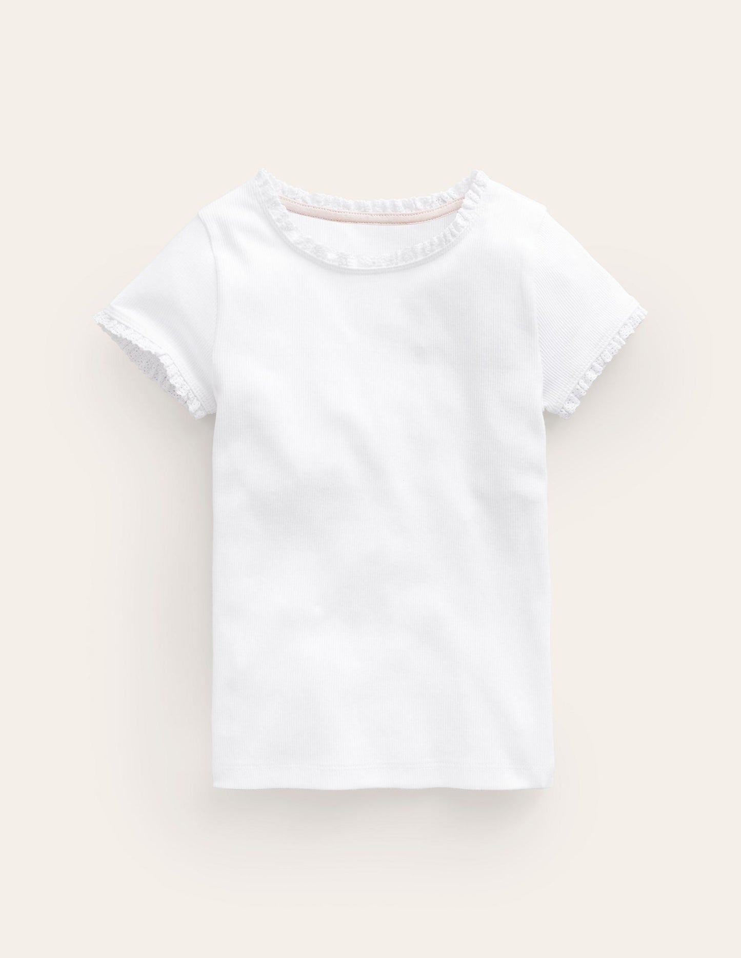 Short Sleeve Ribbed T-shirt - White