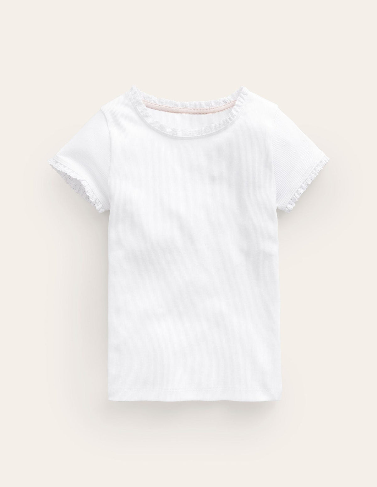Short Sleeve Ribbed T-shirt - White