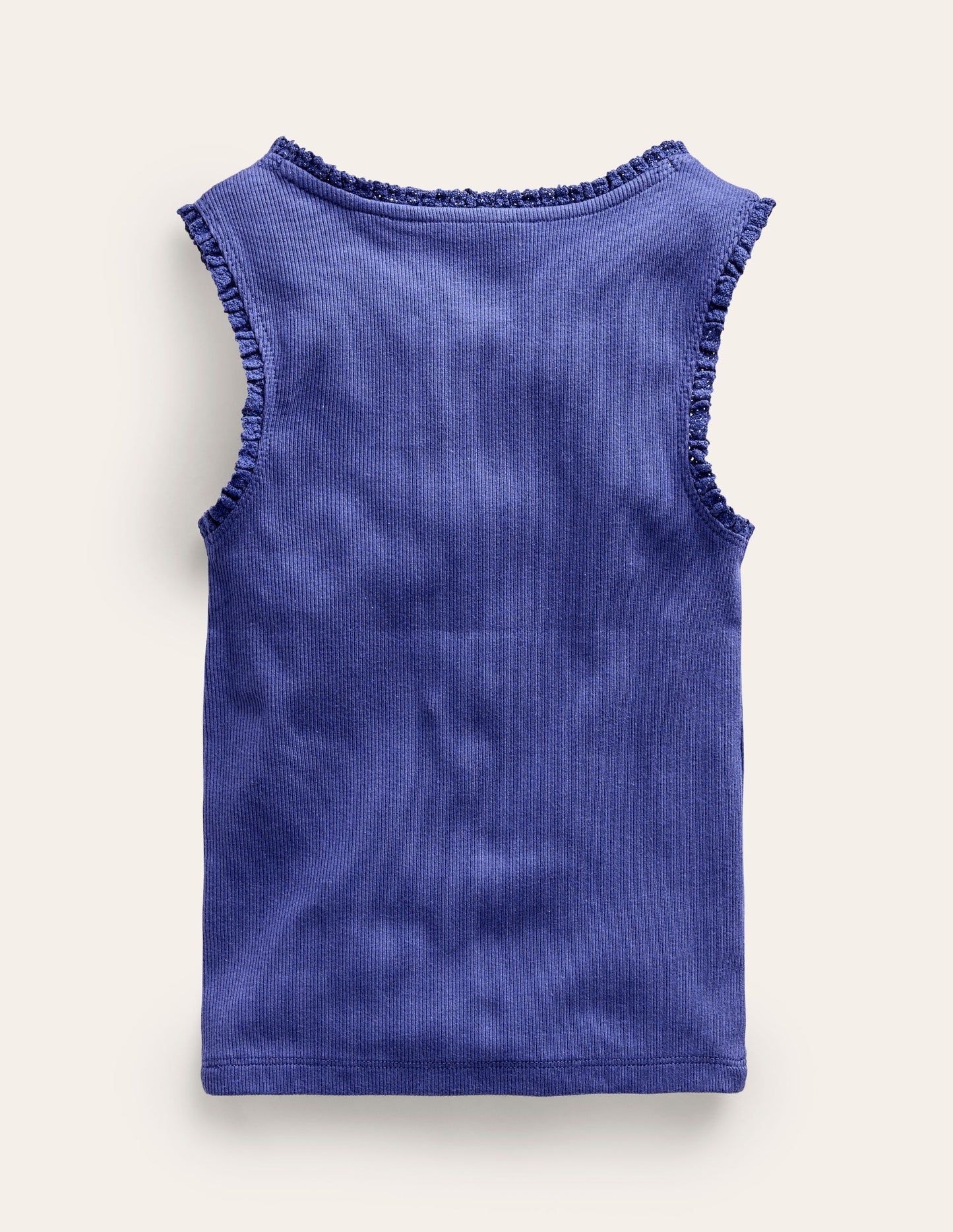 Ribbed Lace Trim Tank Top - Starboard
