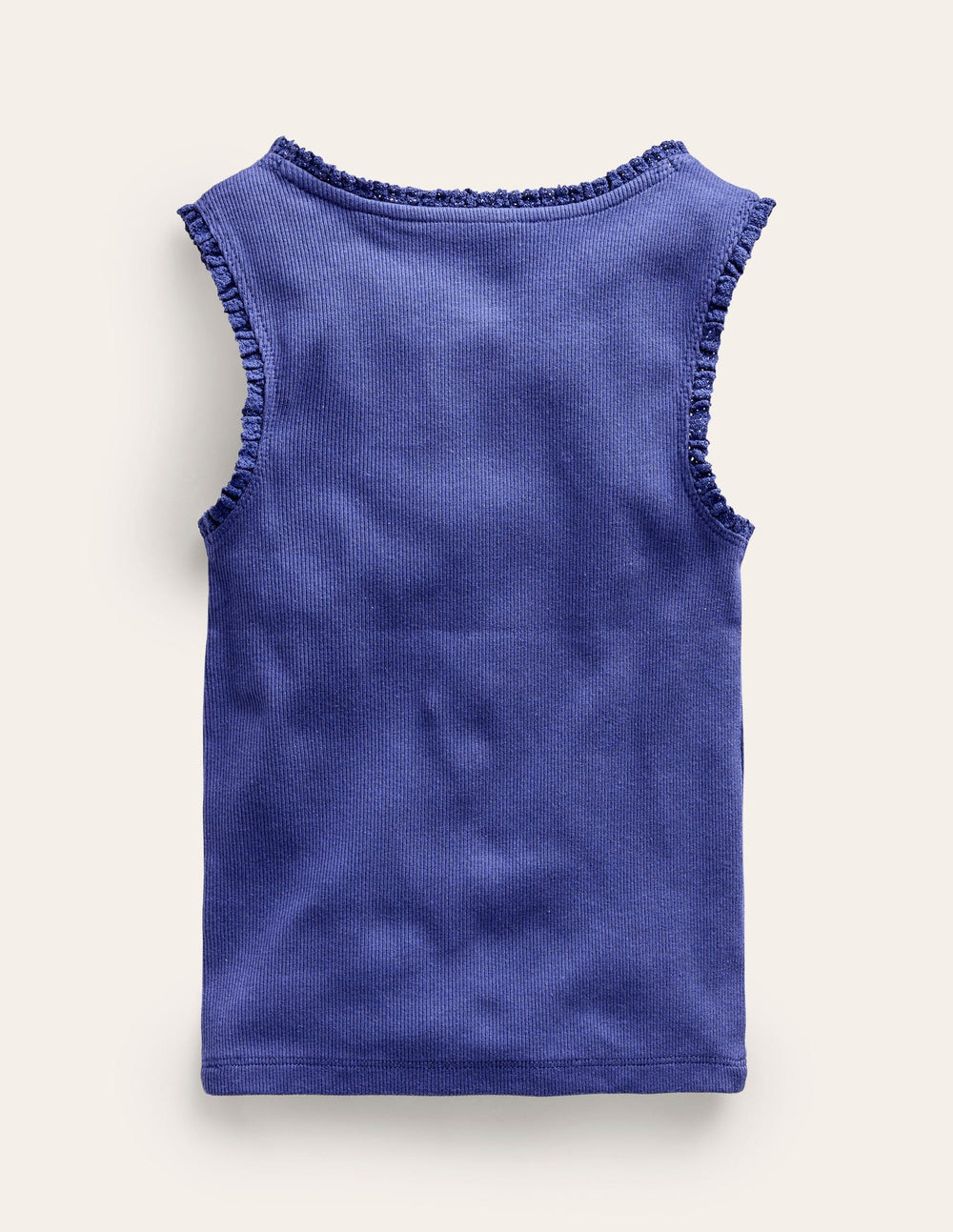 Ribbed Lace Trim Tank Top - Starboard