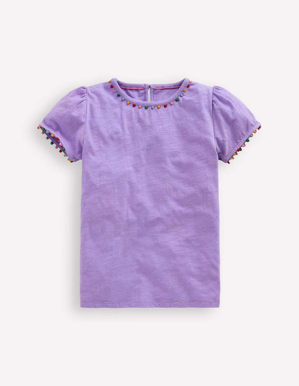 Ali Puff Sleeve Pom T-shirt - Lavender Purple