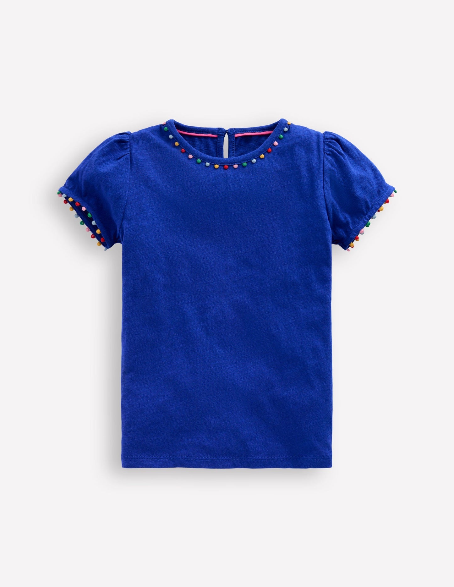 Ali Puff Sleeve Pom T-shirt - Bright Blue