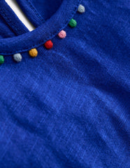 Ali Puff Sleeve Pom T-shirt - Bright Blue