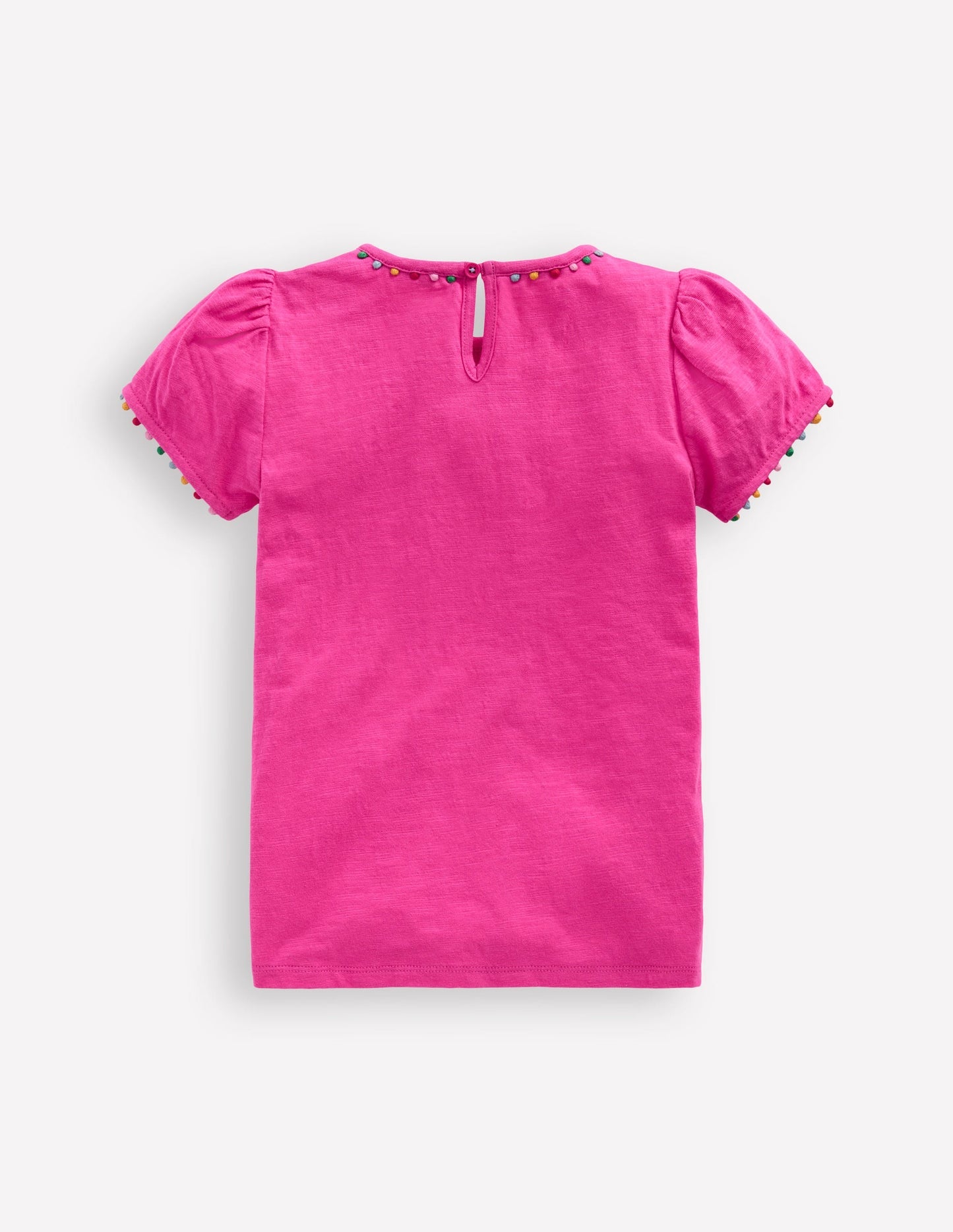 Ali Puff Sleeve Pom T-shirt - Flamingo Pink