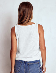Regular V - Neck Slub Tank - White