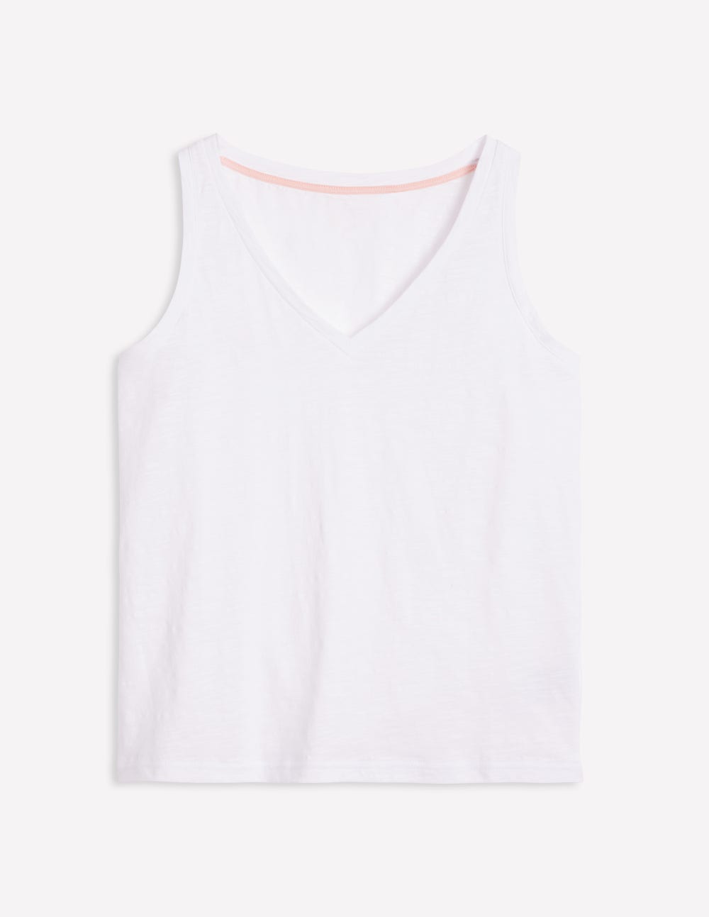 Regular V - Neck Slub Tank - White