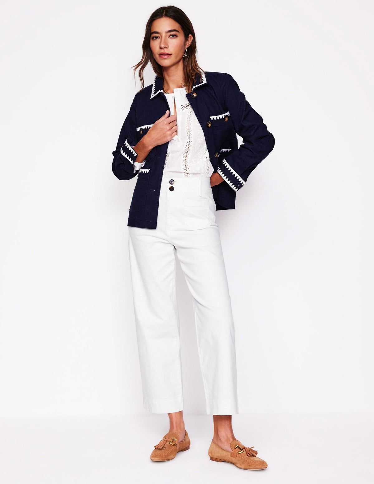 Primrose Patch Pocket Pants - White