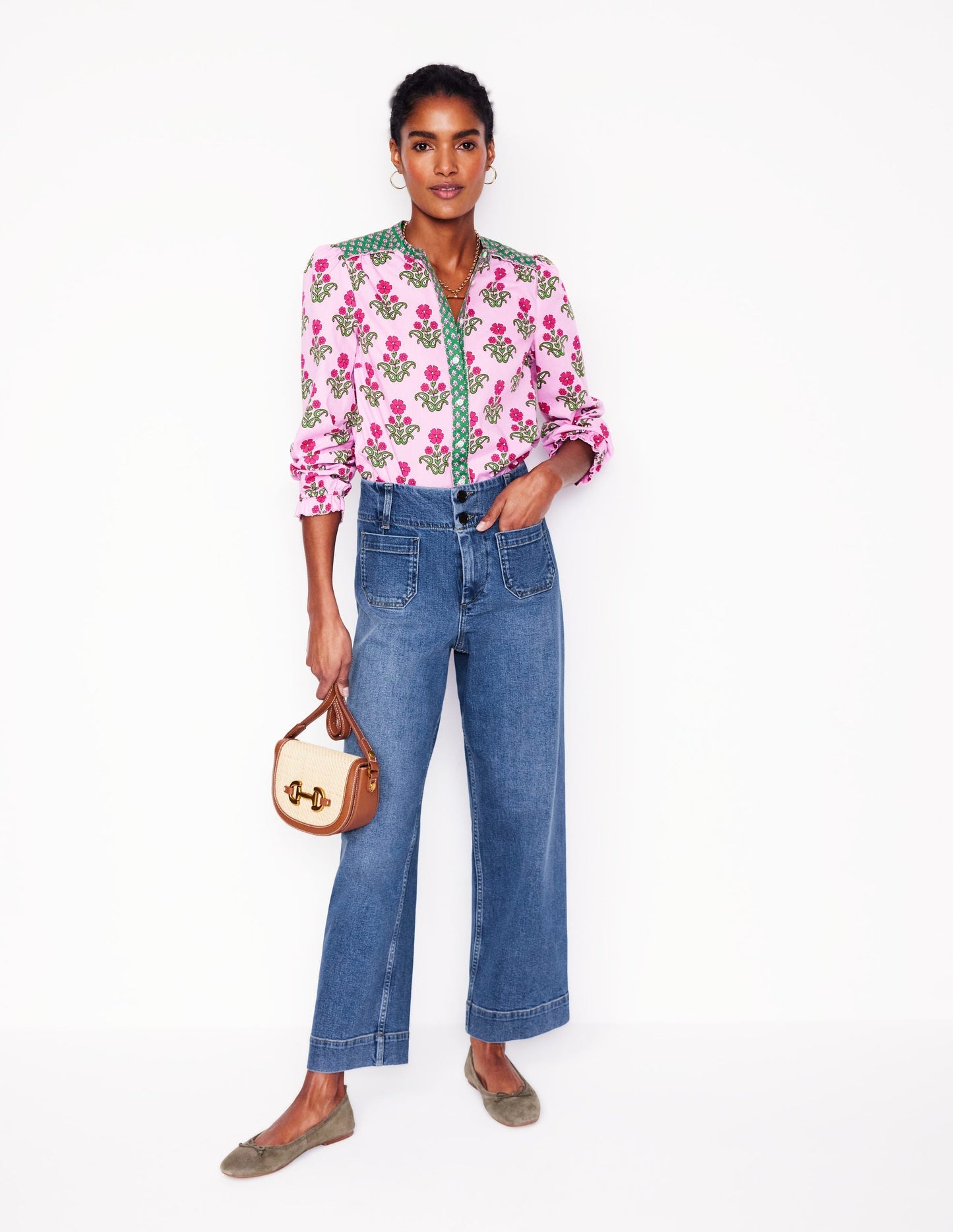 Patch Pocket Cropped Pants - Light Vintage