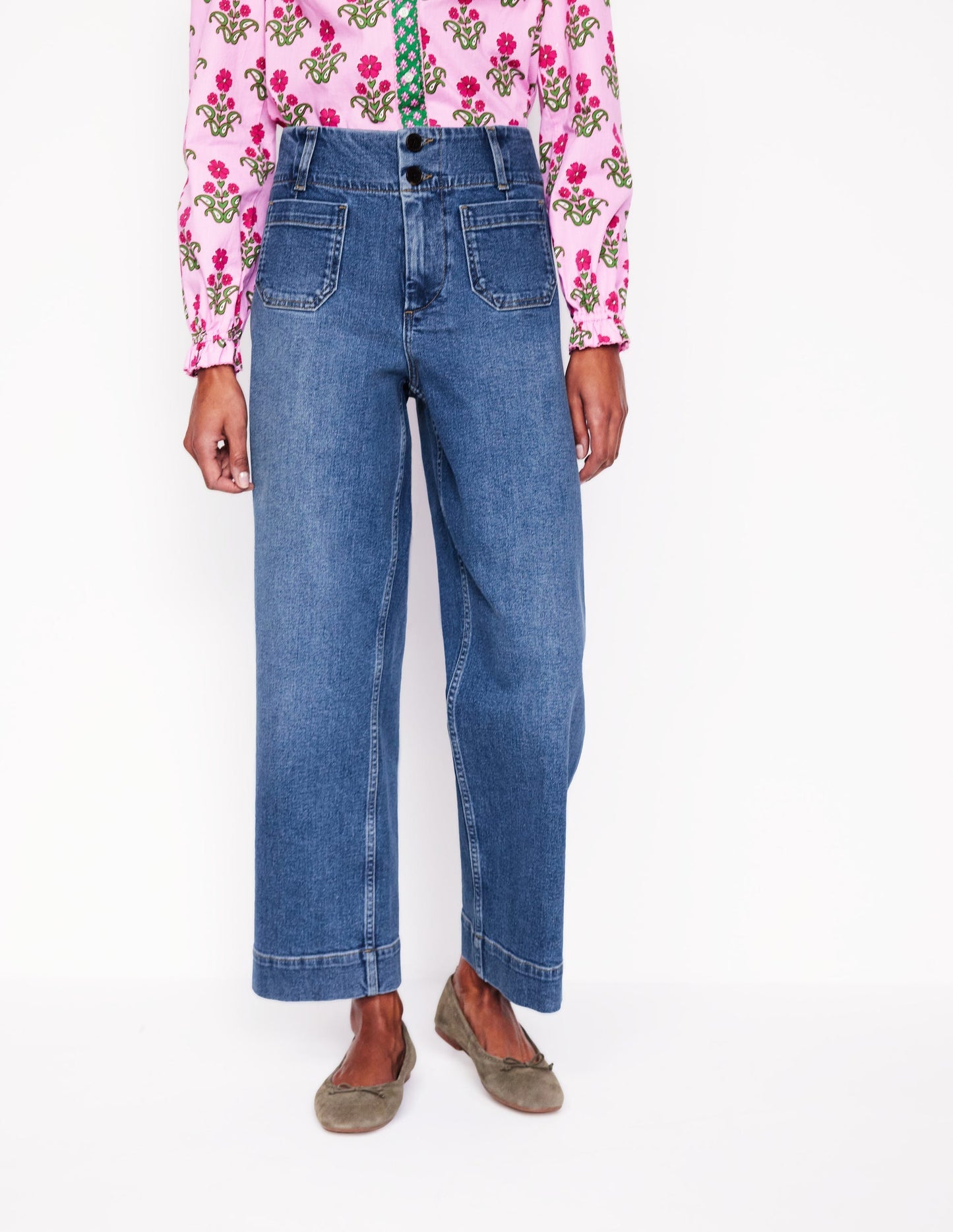 Patch Pocket Cropped Pants - Light Vintage