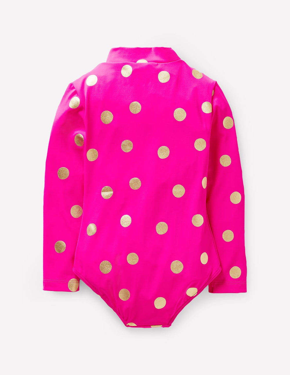 Long - Sleeved Swimsuit - Fuchsia Pink, Gold Foil Spot