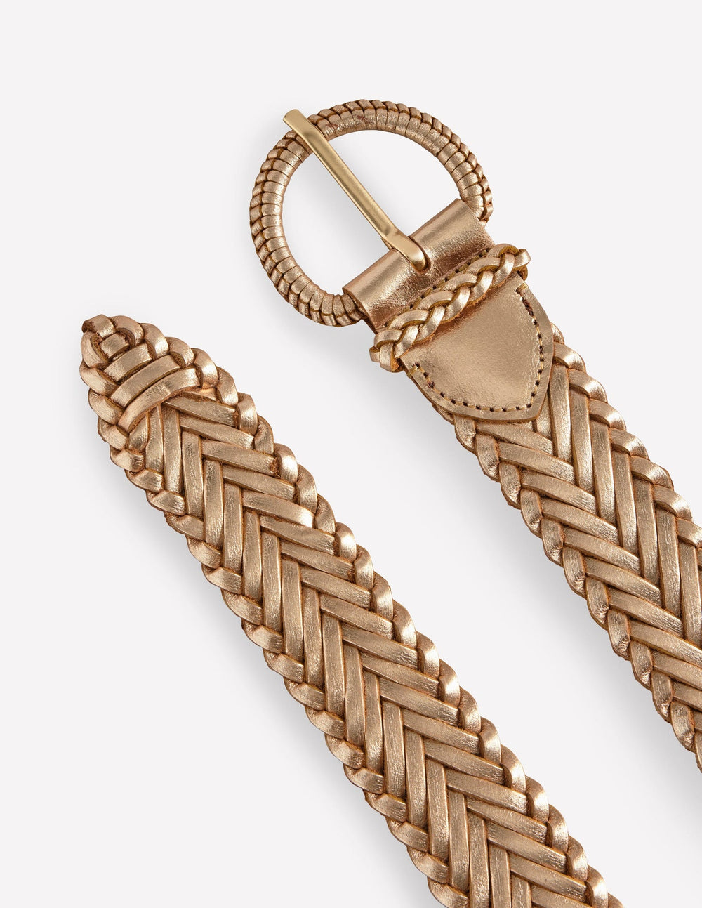 Woven Leather Belt - Gold