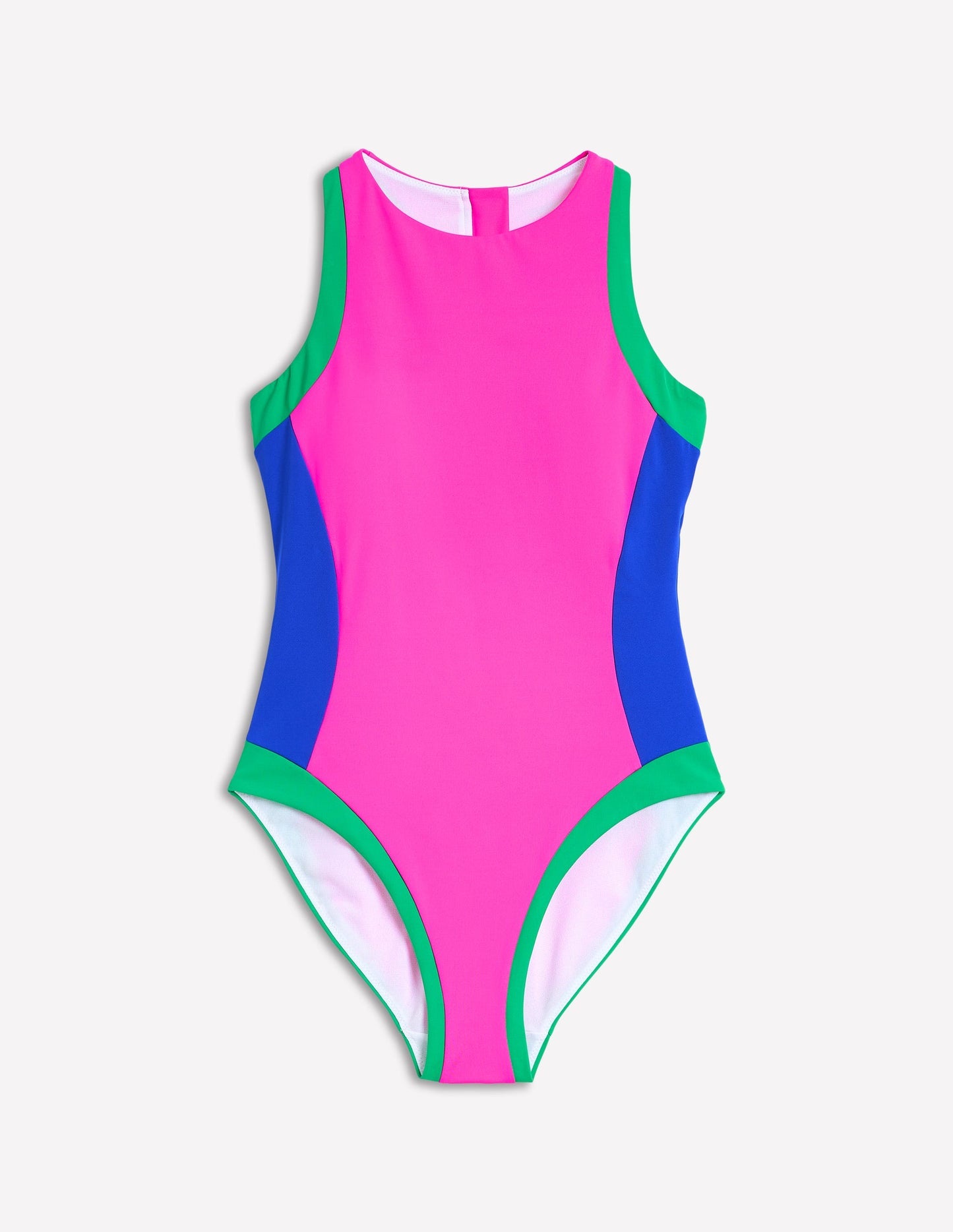 Sporty Zip Back Swimsuit - Colbolt Colourblock