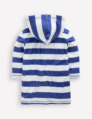 Towelling Zip - Up Throw - On - Sapphire Blue Stripe