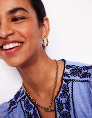 Small Hammered Hoop Earrings - Gold