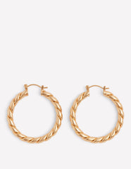 Large Chunky Twist Hoops - Gold
