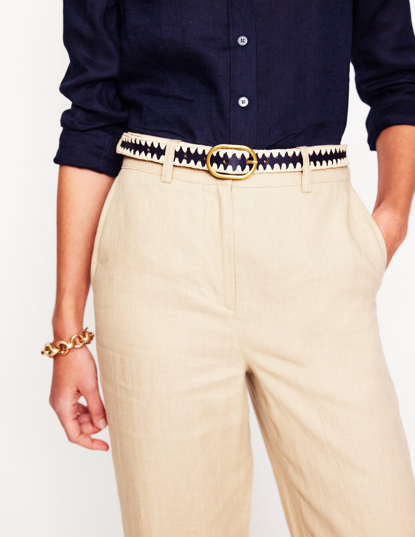 Whipstitch Classic Belt - Navy/Ivory