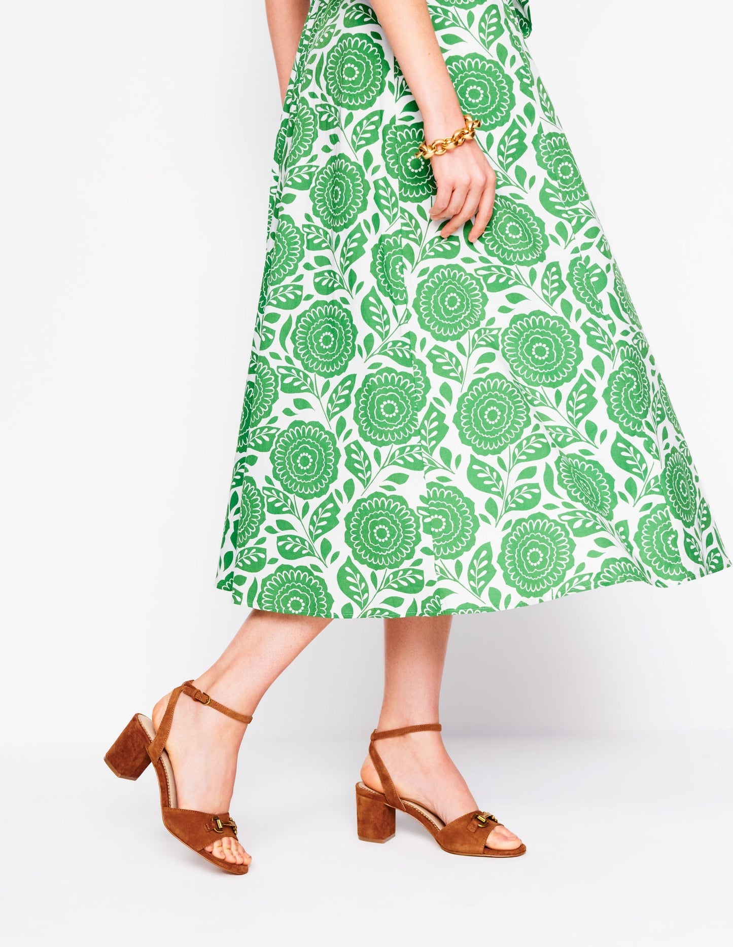 Iris Snaffle Block Heel Sandal - Tan