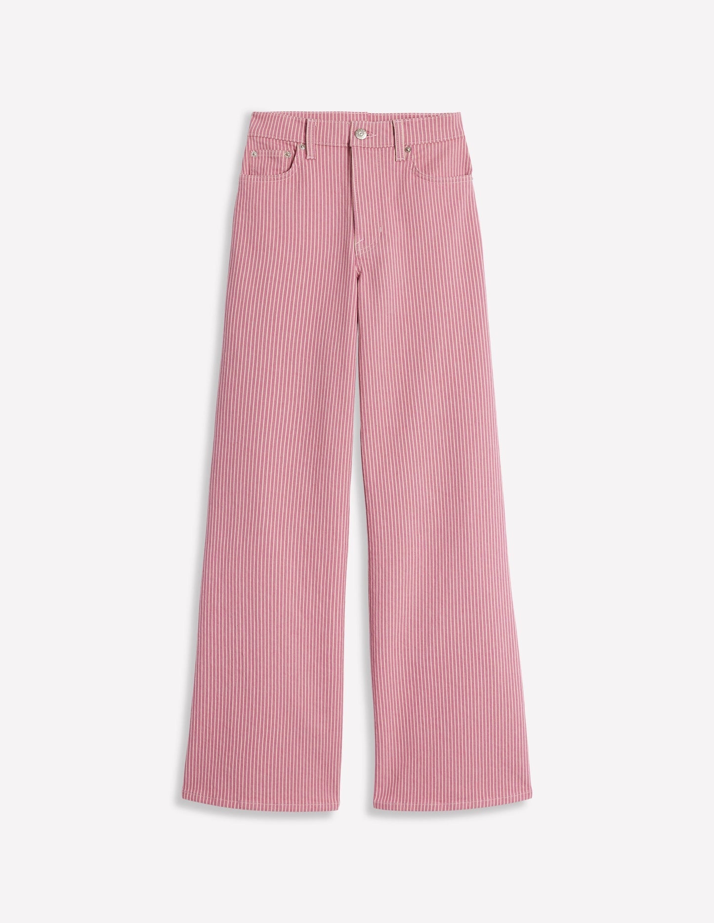High Rise Wide Leg Jeans - Pink Stripe