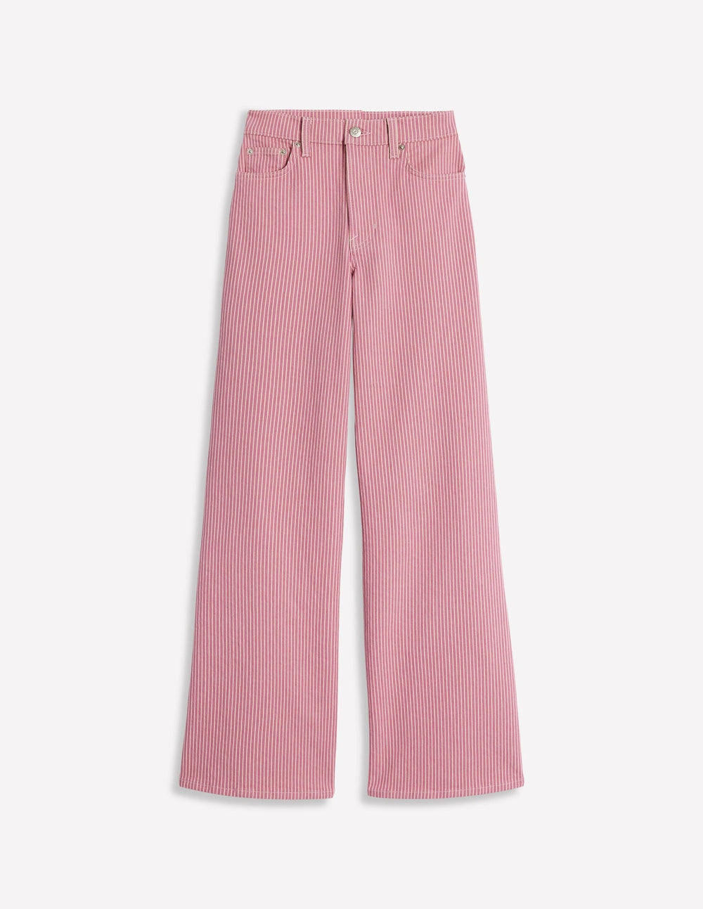 High Rise Wide Leg Jeans - Pink Stripe
