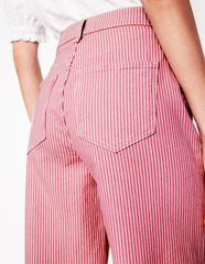High Rise Wide Leg Jeans - Pink Stripe