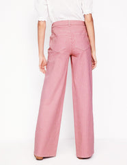 High Rise Wide Leg Jeans - Pink Stripe