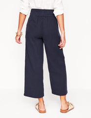 Cropped Double Cloth Pants - Navy
