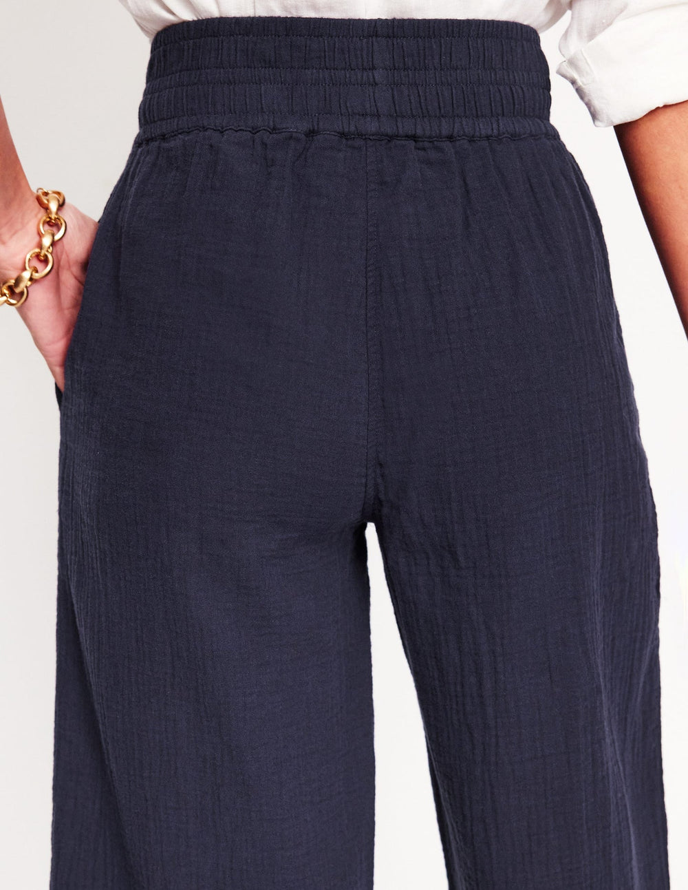 Cropped Double Cloth Pants - Navy